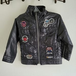 Boys Moto Style Black Windbreaker Jacket Children’s Place 18 M